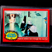 1977 TOPPS Star Wars card featuring Imperial soldiers with blaster rifles on a starship scene by Go Figment