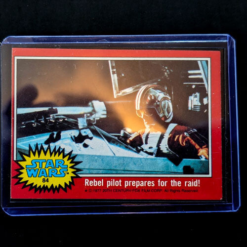 1977 TOPPS Star Wars card showing rebel pilot preparing for raid from Go Figment vintage collection