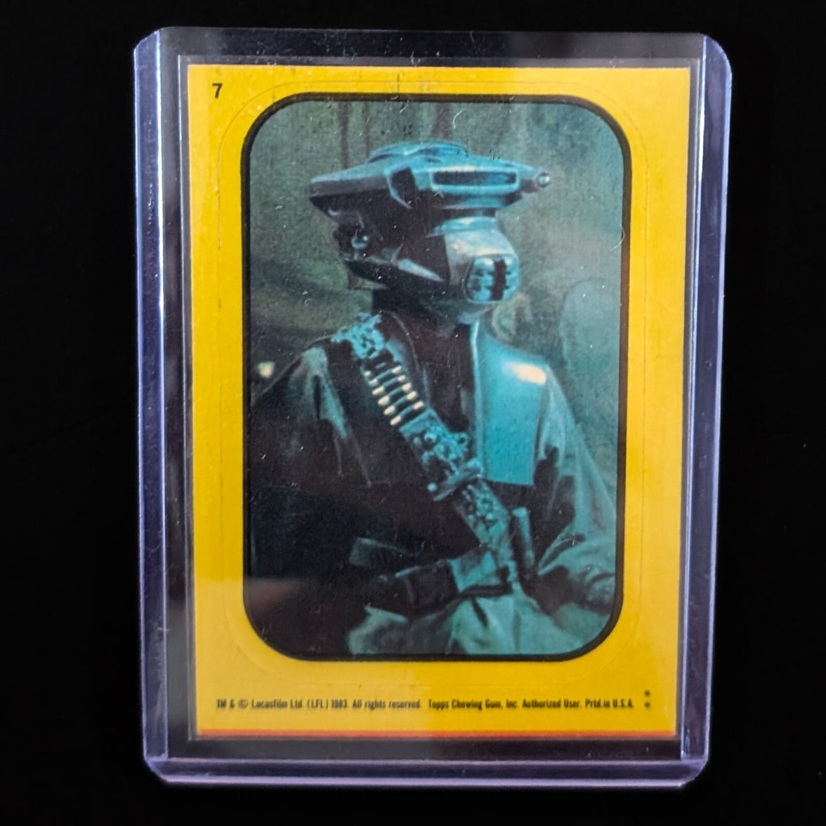 1983 Topps Return of the Jedi vintage sticker card featuring scout trooper in yellow border from Go Figment collection