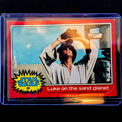1977 Go Figment Star Wars trading card featuring Luke Skywalker on the sand planet from the Red Series 2 set