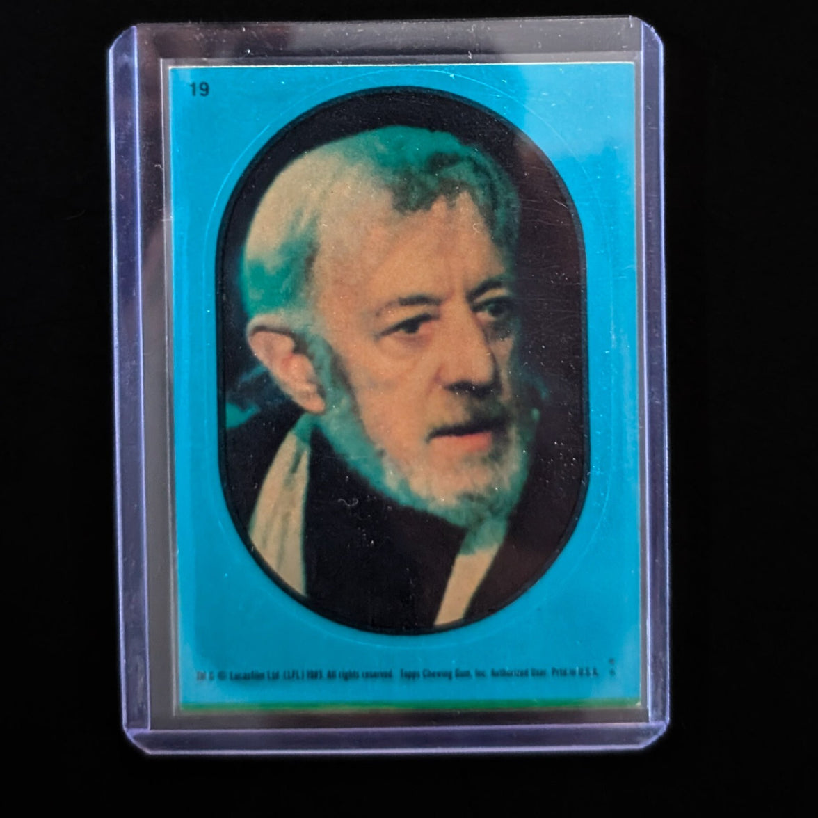 1983 Topps Return of the Jedi Obi-Wan Kenobi vintage sticker card in protective case by Go Figment