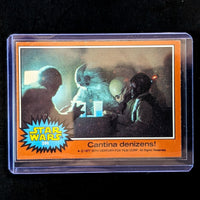 Vintage 1977 Go Figment Star Wars trading card featuring Cantina denizens from the Orange Series 4 collection