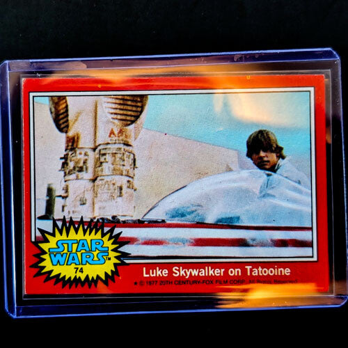 1977 TOPPS Star Wars trading card featuring Luke Skywalker on Tatooine sold by Go Figment