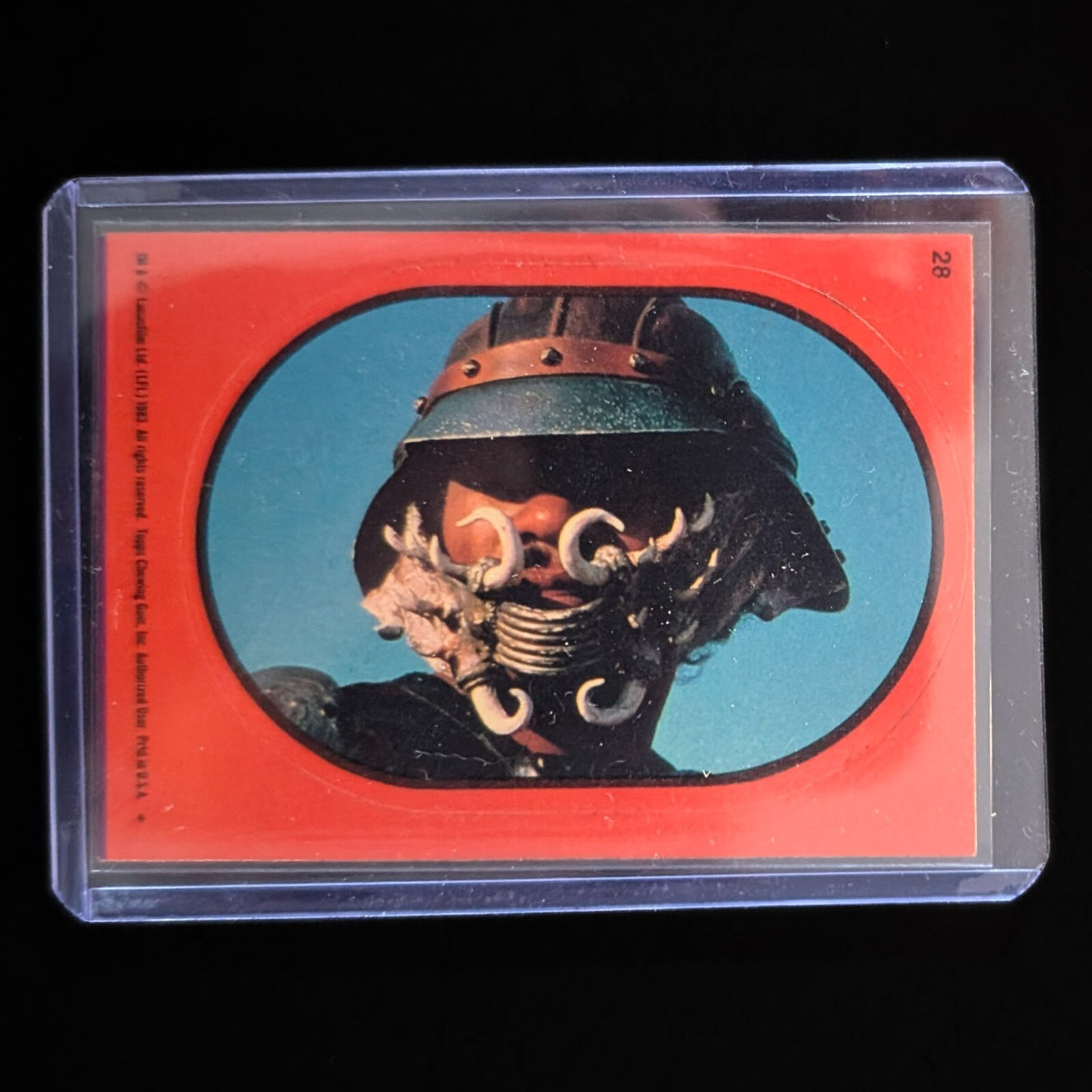 1983 Topps Return of the Jedi vintage sticker card featuring a Star Wars character, authentic Go Figment collectible.