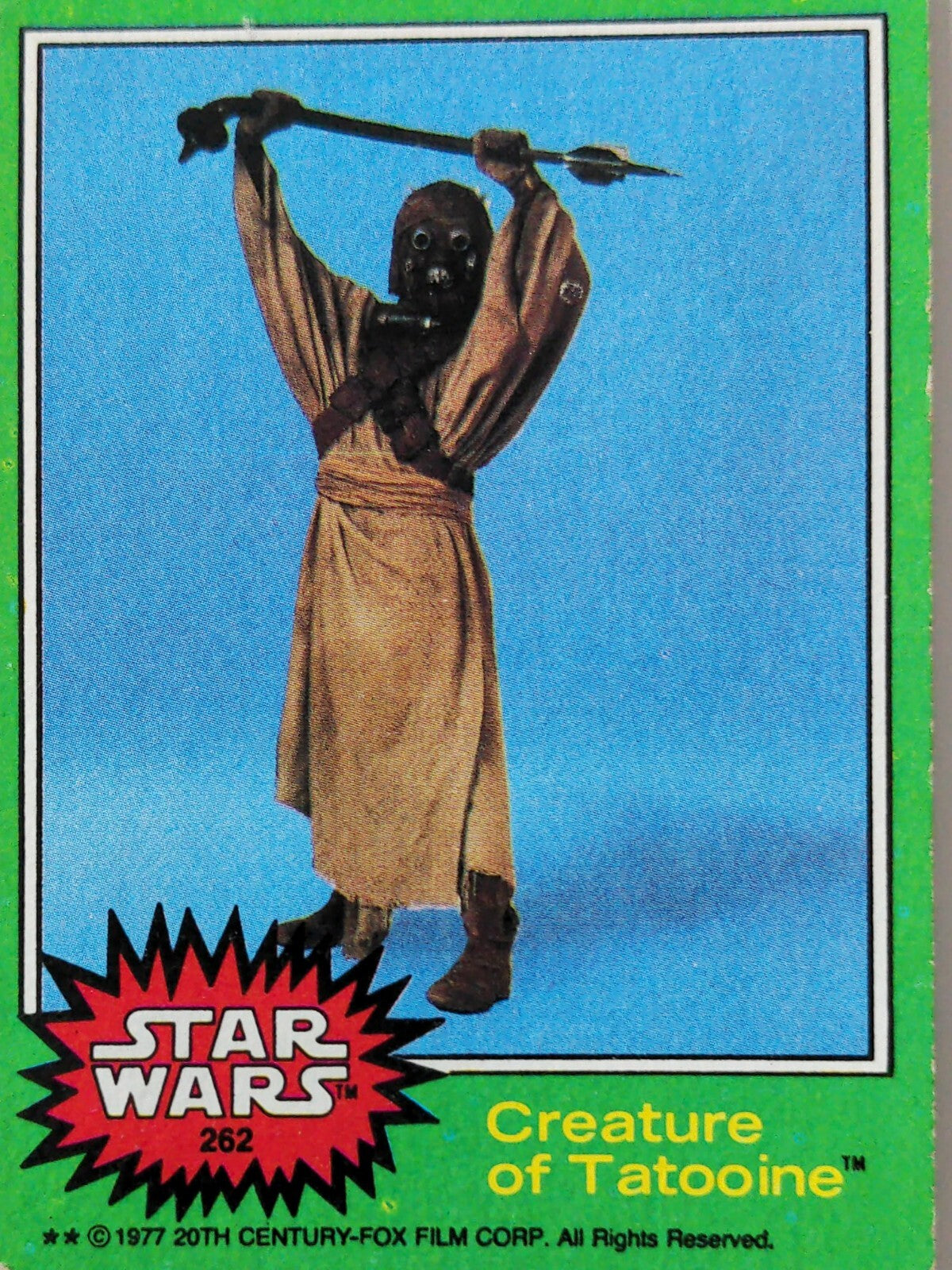 1977 Go Figment Star Wars trading card featuring Creature of Tatooine from the Green Series 4 collection
