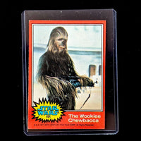1977 Go Figment vintage Star Wars Red Series trading card featuring The Wookiee Chewbacca in protective sleeve