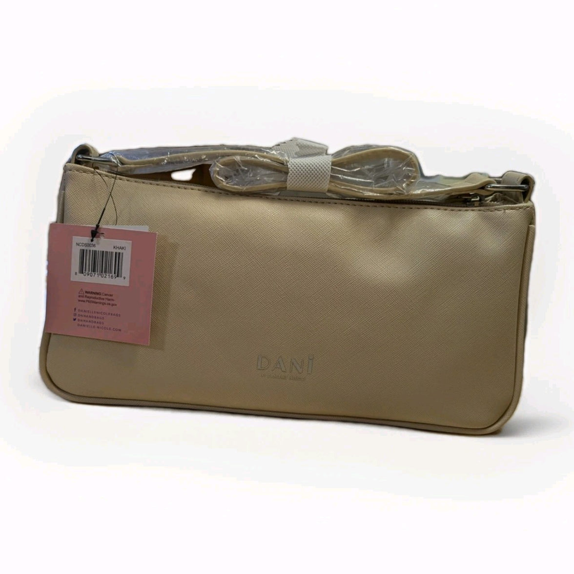 Danielle Nicole beige Belle Beauty and the Beast crossbody bag with minimalist design and subtle embossed logo on front