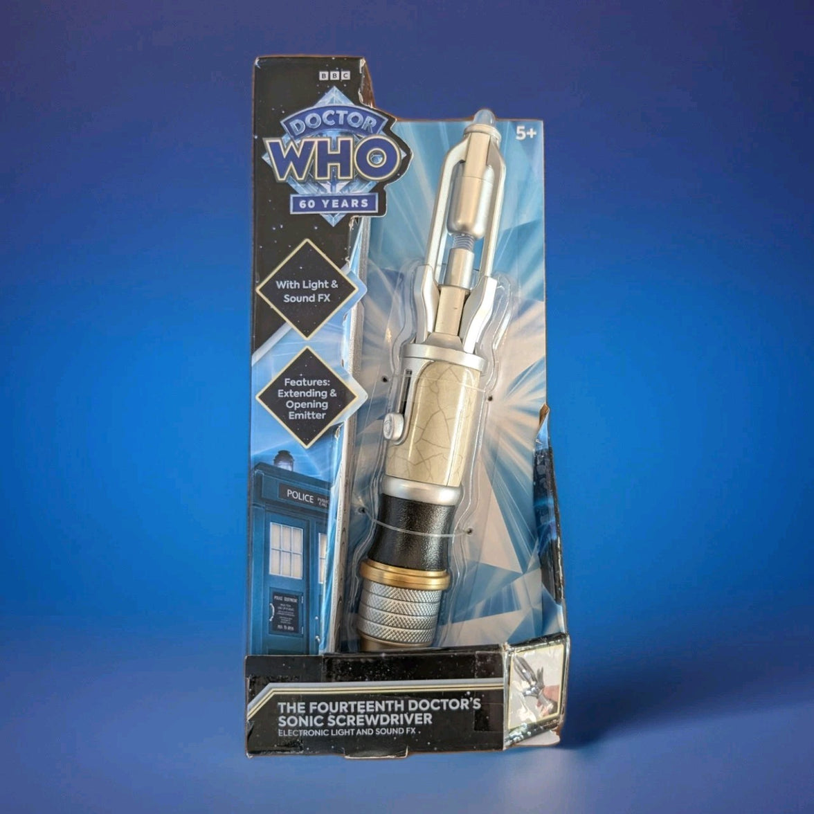The Fourteenth Doctor's Sonic Screwdriver toy with light and sound effects by Character Online BBC in packaging
