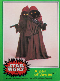 1977 Star Wars trading card featuring a pair of Jawas with glowing eyes from Go Figment vintage collection