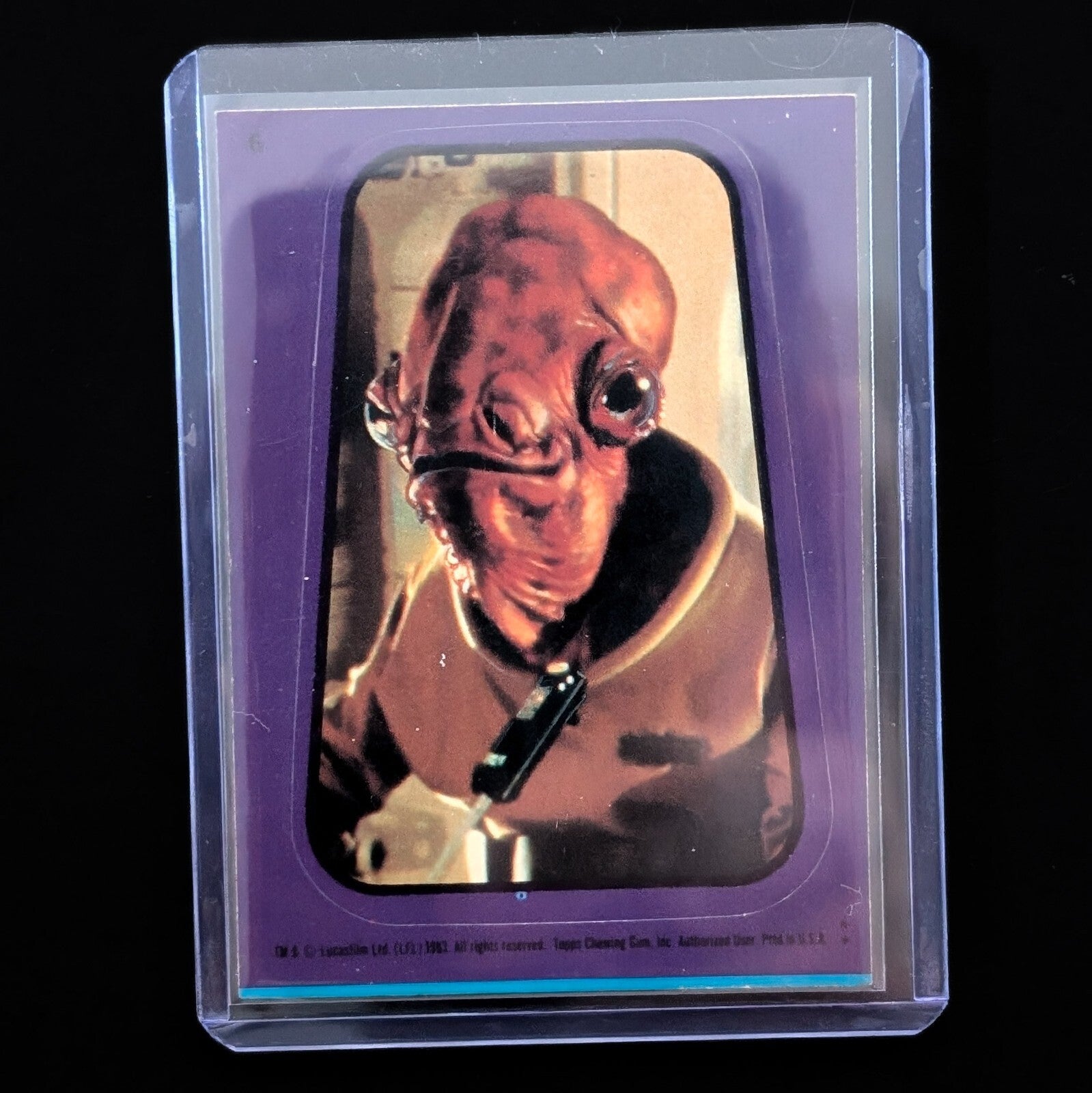 1983 Topps Return of the Jedi vintage sticker of Admiral Ackbar in blue border from Go Figment collection