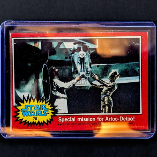 1977 Topps Star Wars trading card featuring Artoo-Detoo with C-3PO, vintage collectible from Go Figment