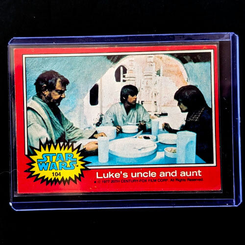 1977 TOPPS Star Wars trading card featuring Luke’s uncle and aunt in a vintage card from Go Figment