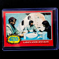 1977 TOPPS Star Wars trading card featuring Luke’s uncle and aunt in a vintage card from Go Figment
