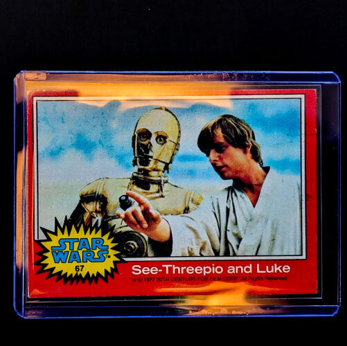 1977 TOPPS Star Wars trading card featuring C-3PO and Luke Skywalker from Go Figment vintage collection