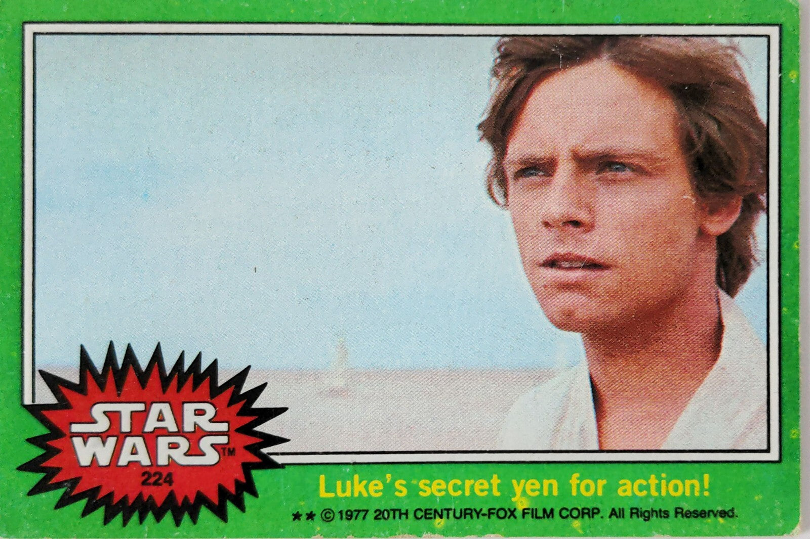 1977 Go Figment Star Wars trading card featuring Luke Skywalker from Green Series 4 224 vintage collectible