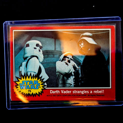 1977 Topps Star Wars card showing Darth Vader strangling a rebel sold by Go Figment vintage collection