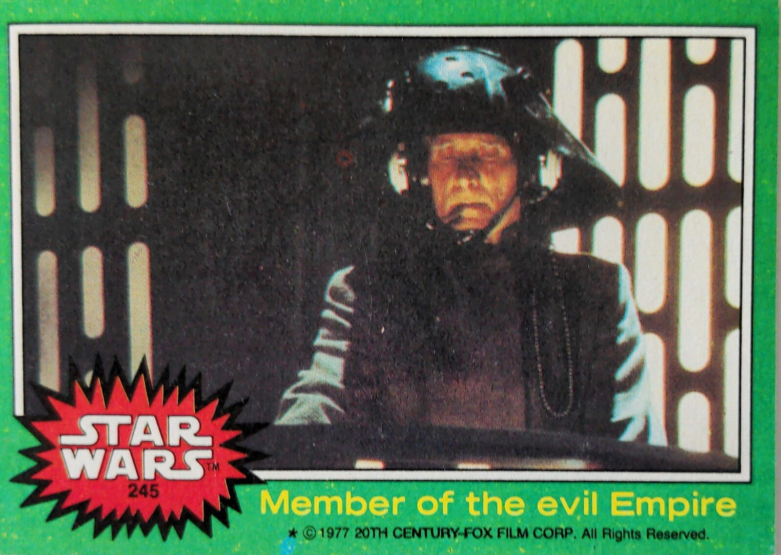 1977 Topps Star Wars trading card showing an Imperial officer from the Green Series by Go Figment