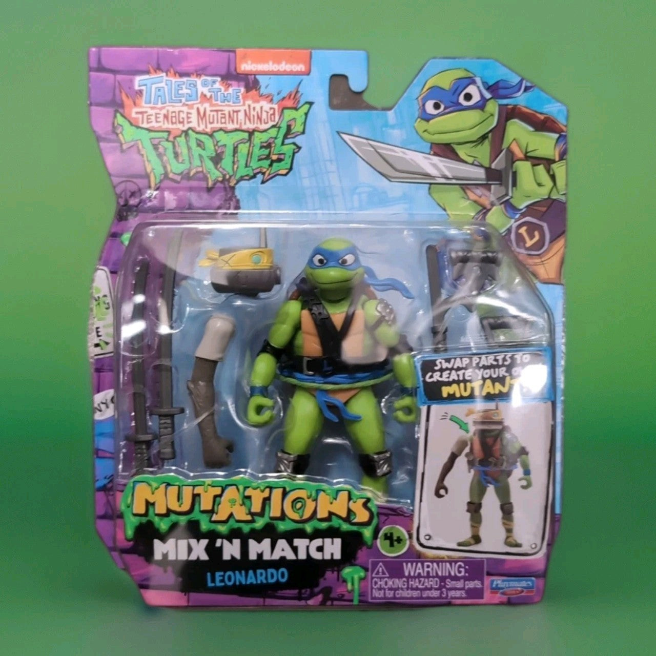Teenage Mutant Ninja Turtles Mutations Mix N Match Leonardo action figure by Playmates Toys in packaging with accessories