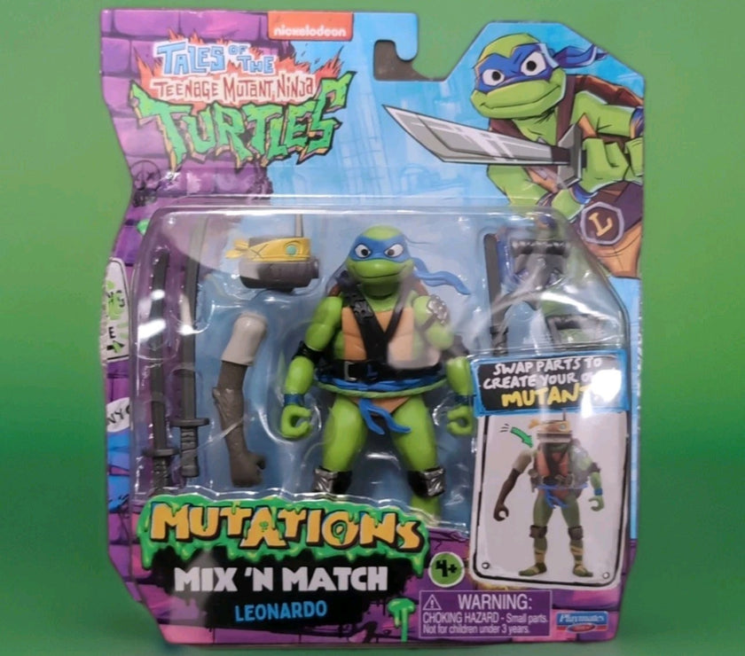 Teenage Mutant Ninja Turtles Mutations Mix N Match Leonardo action figure by Playmates Toys in packaging with accessories