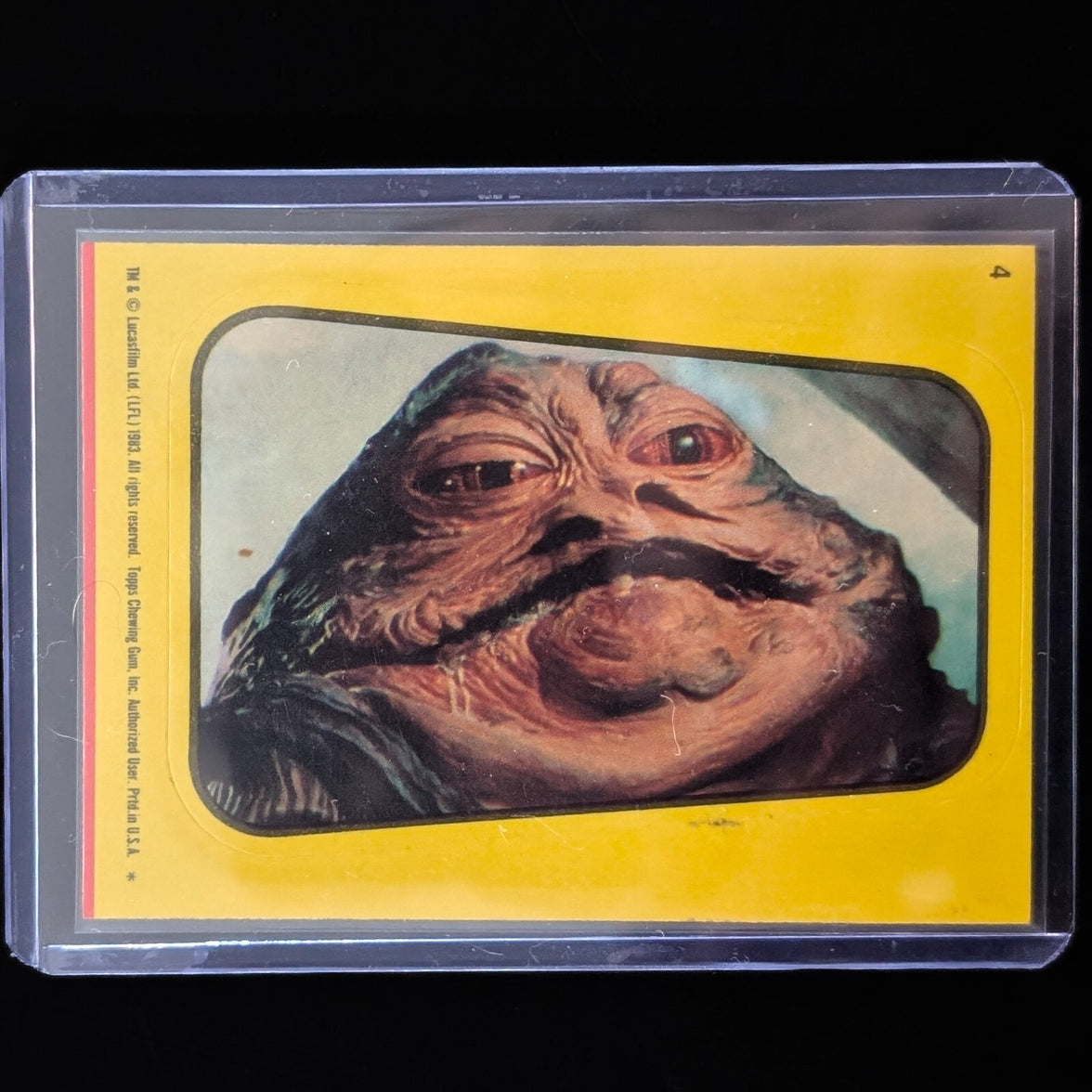 Vintage 1983 Topps Return of the Jedi Jabba the Hutt sticker card in protective sleeve by Go Figment