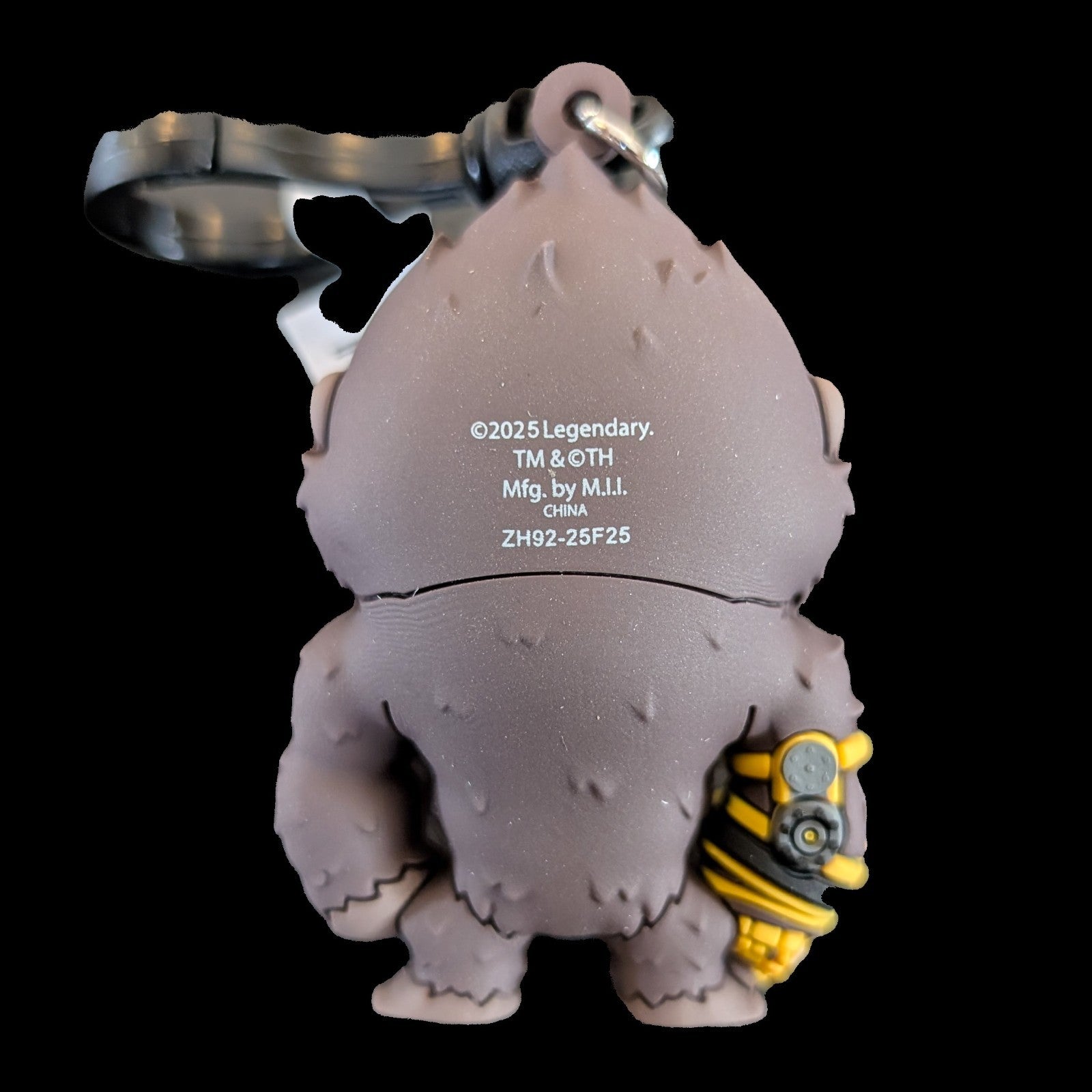 Back view of King Kong 3D foam bag clip keychain with gauntlet by Monogram from Godzilla-Kong New Empire