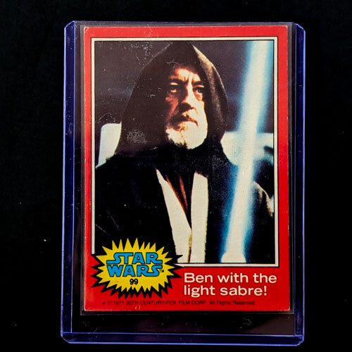 1977 Go Figment Star Wars trading card featuring Ben with the light sabre from the Red Series 2 set