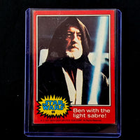 1977 Go Figment Star Wars trading card featuring Ben with the light sabre from the Red Series 2 set