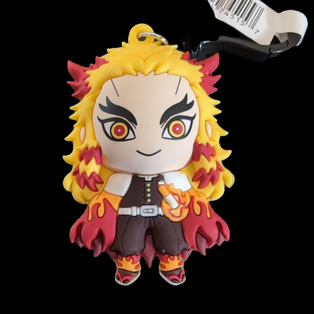 Kyojuro Rengoku bag clip keychain by Monogram featuring Demon Slayer anime character in 3D foam PVC design
