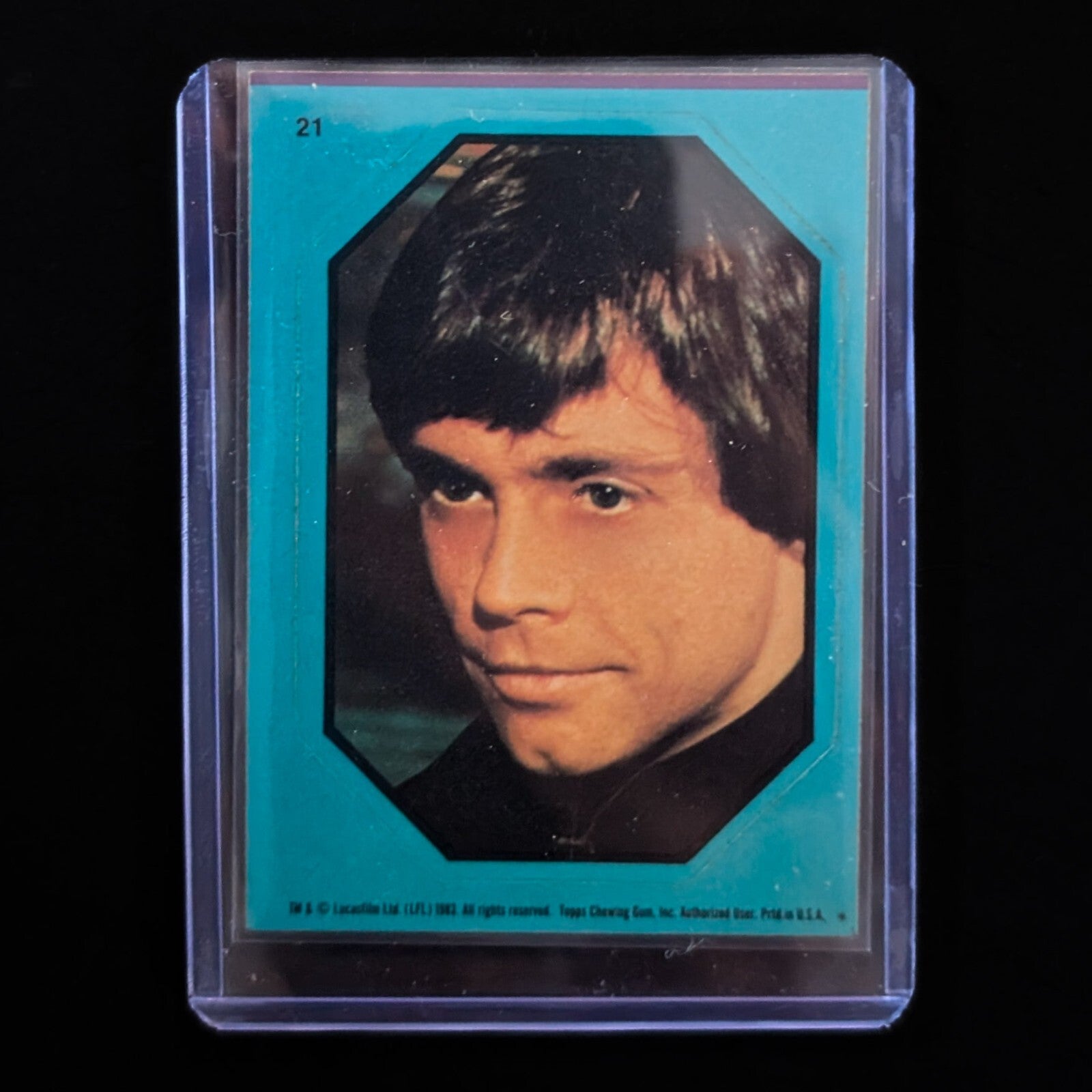 1983 Topps Return of the Jedi sticker featuring Luke Skywalker in protective sleeve by Go Figment