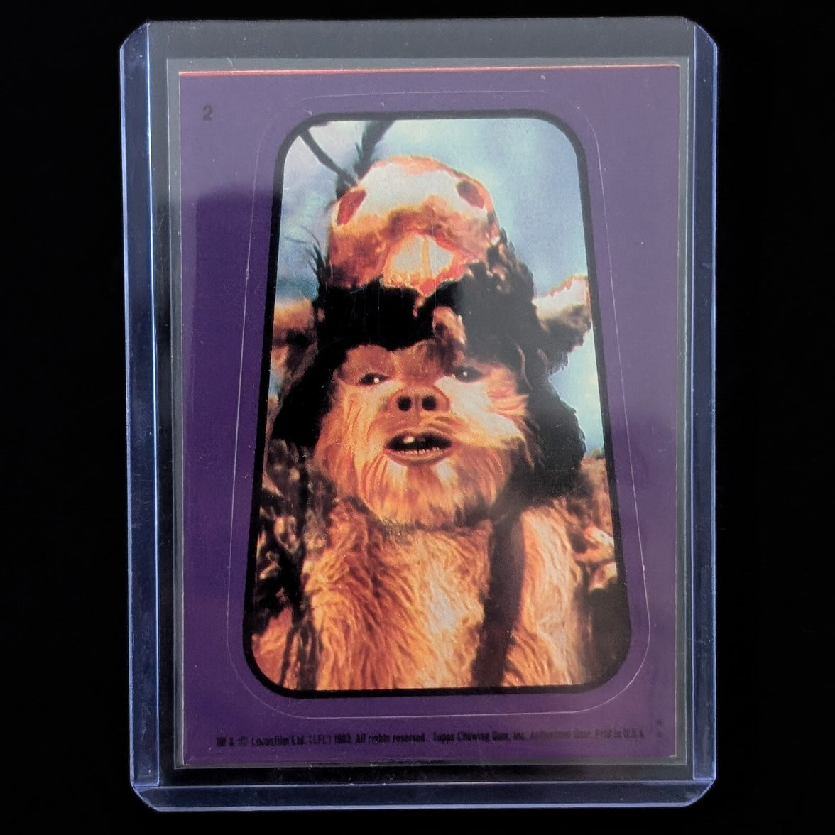 1983 Topps Return of the Jedi Ewok sticker card in protective sleeve from Go Figment vintage collection
