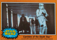 1977 Go Figment Star Wars trading card featuring Darth Vader and stormtroopers in Death Star corridors