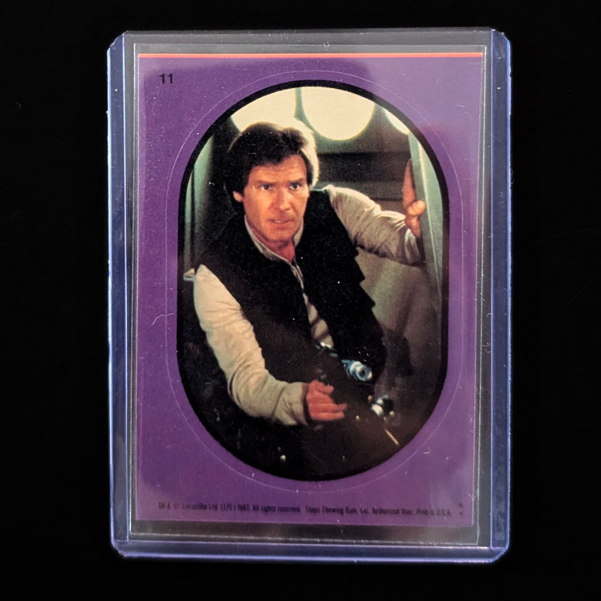 1983 Topps Return of the Jedi Han Solo sticker card in protective sleeve from Go Figment collection