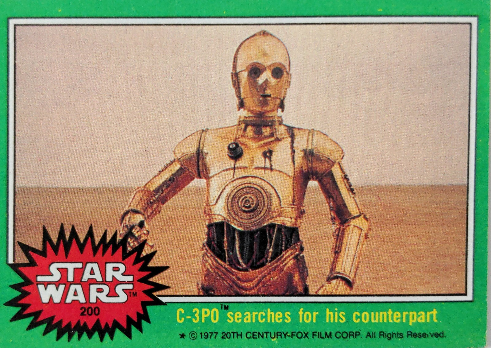 1977 Go Figment Star Wars C-3PO trading card from Topps Green Series 4 vintage collection