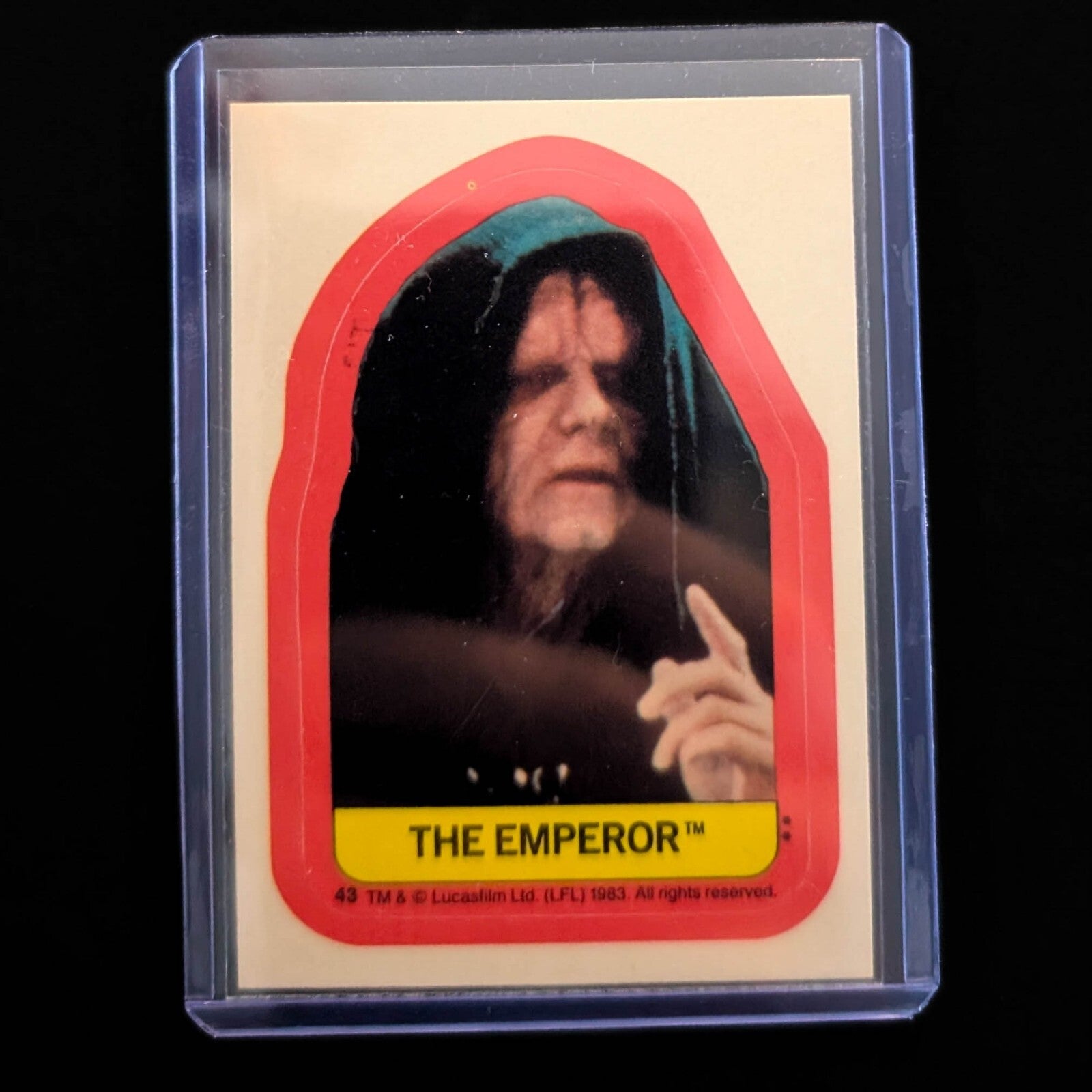 1983 Topps Return of the Jedi Emperor sticker card in protective sleeve sold by Go Figment
