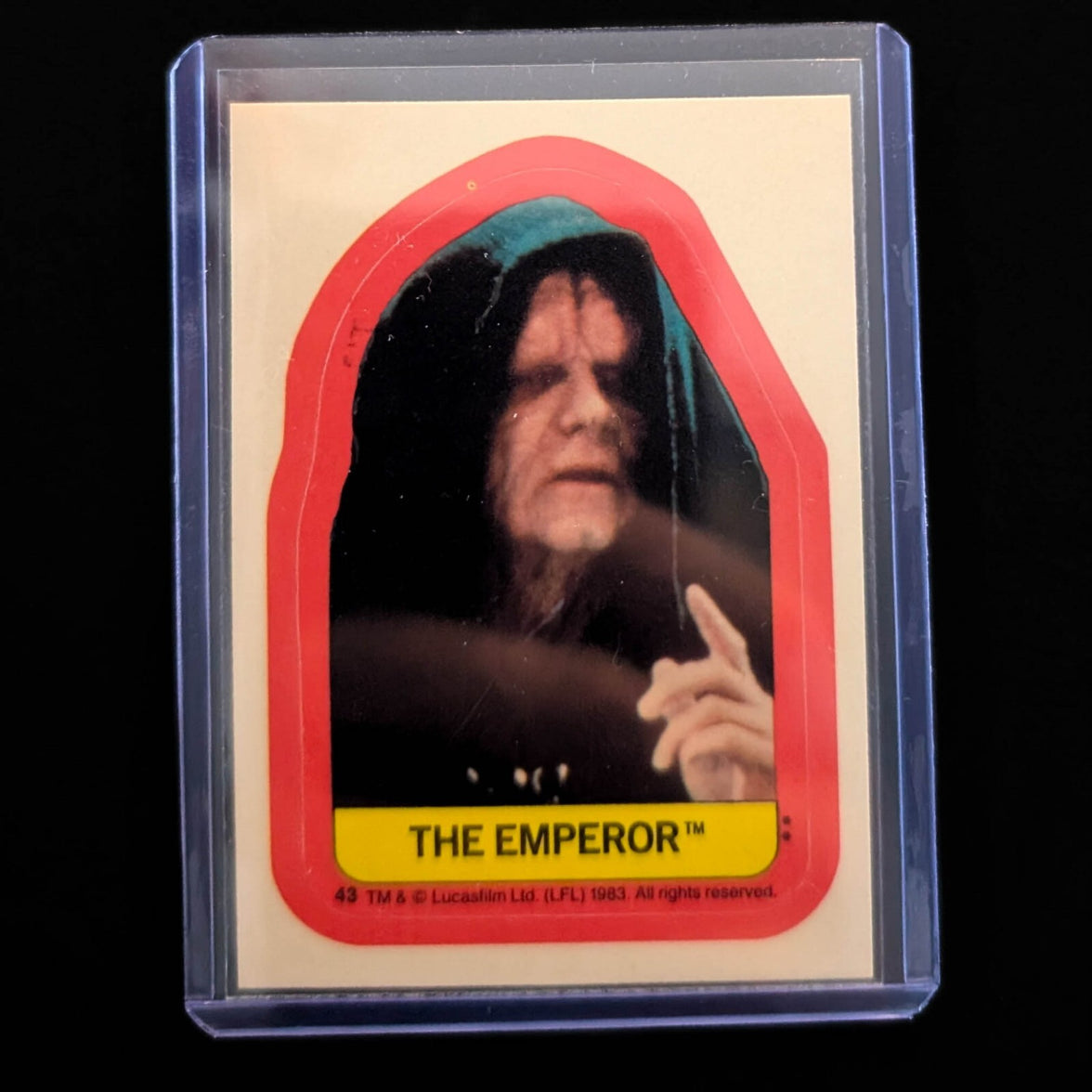 1983 Topps Return of the Jedi Emperor sticker card in protective sleeve sold by Go Figment