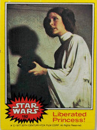 Vintage Star Wars trading card 192 featuring Princess Leia in white robe with shadow and Liberated Princess text