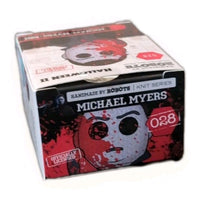 Handmade By Robots Michael Myers micro vinyl figure box from Halloween II Knit Series number 028 with blood splatter design