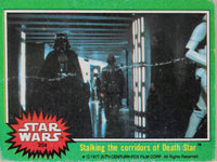 1977 Go Figment Star Wars trading card showing Darth Vader in a Death Star corridor from Topps Green Series 4
