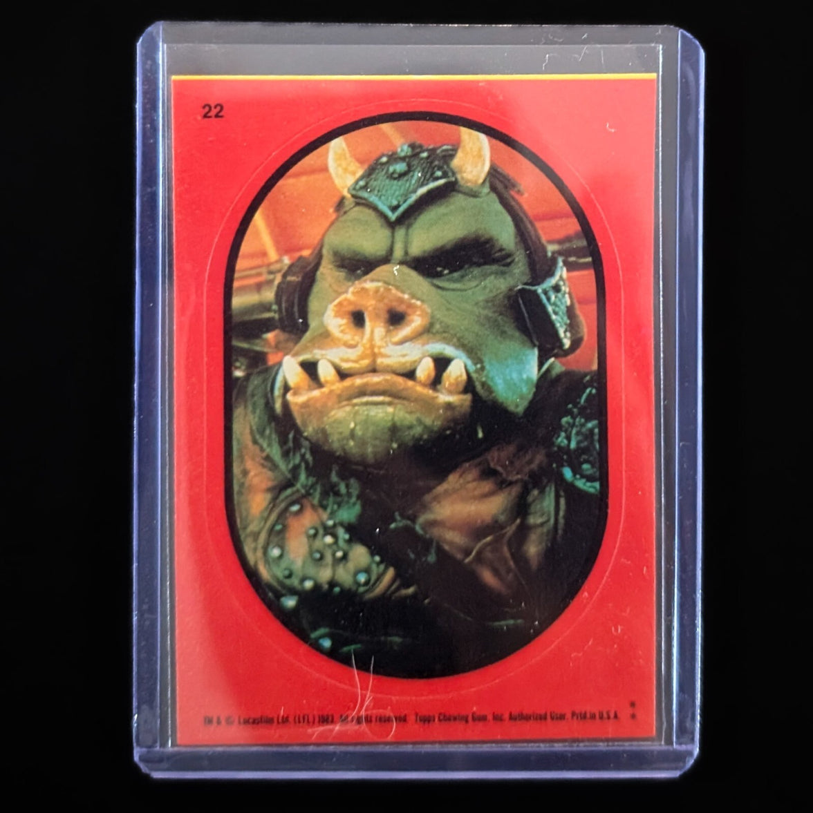 1983 Topps Return of the Jedi vintage sticker card featuring a Gamorrean Guard, sold by Go Figment