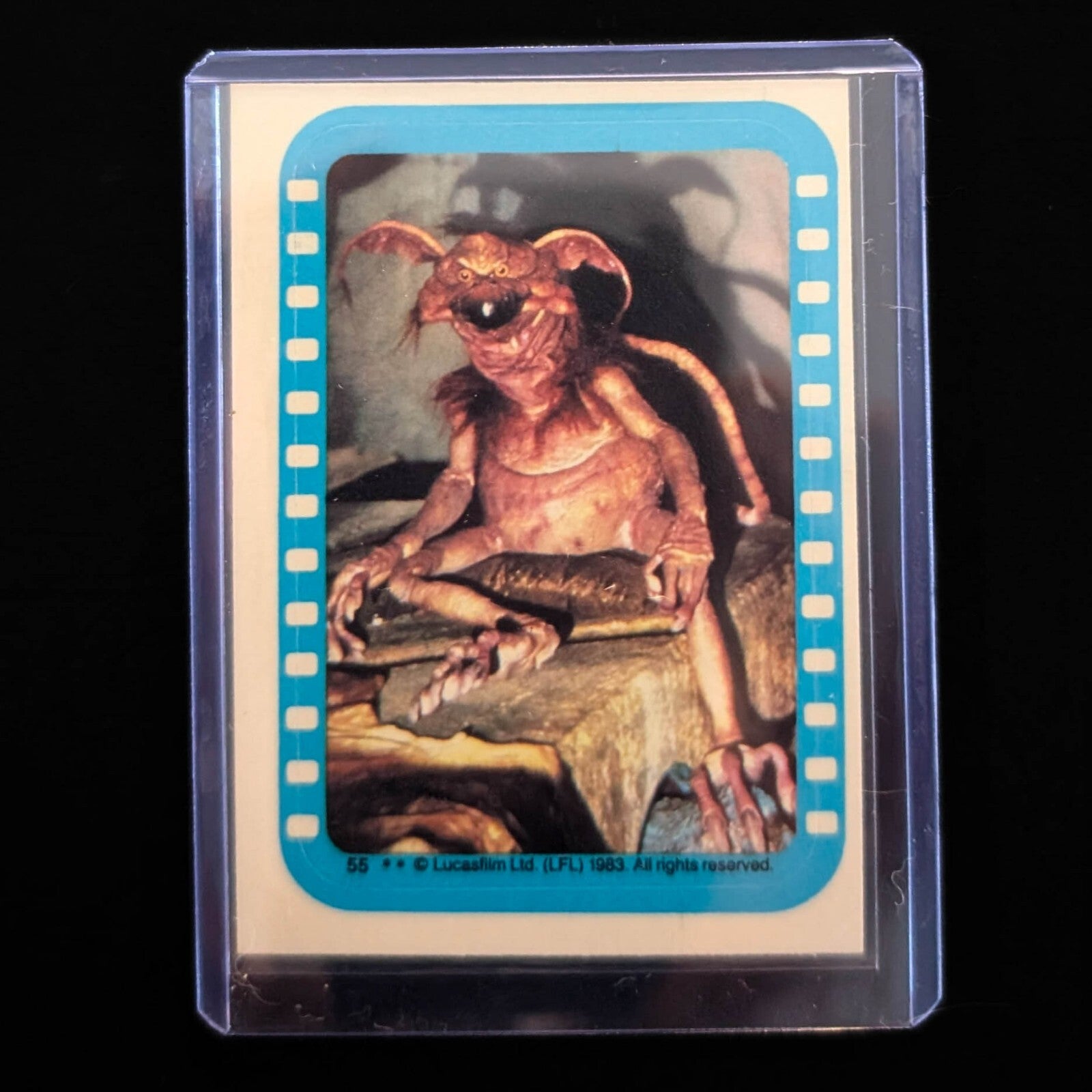 1983 Topps Return of the Jedi blue border sticker featuring Salacious B. Crumb, offered by Go Figment