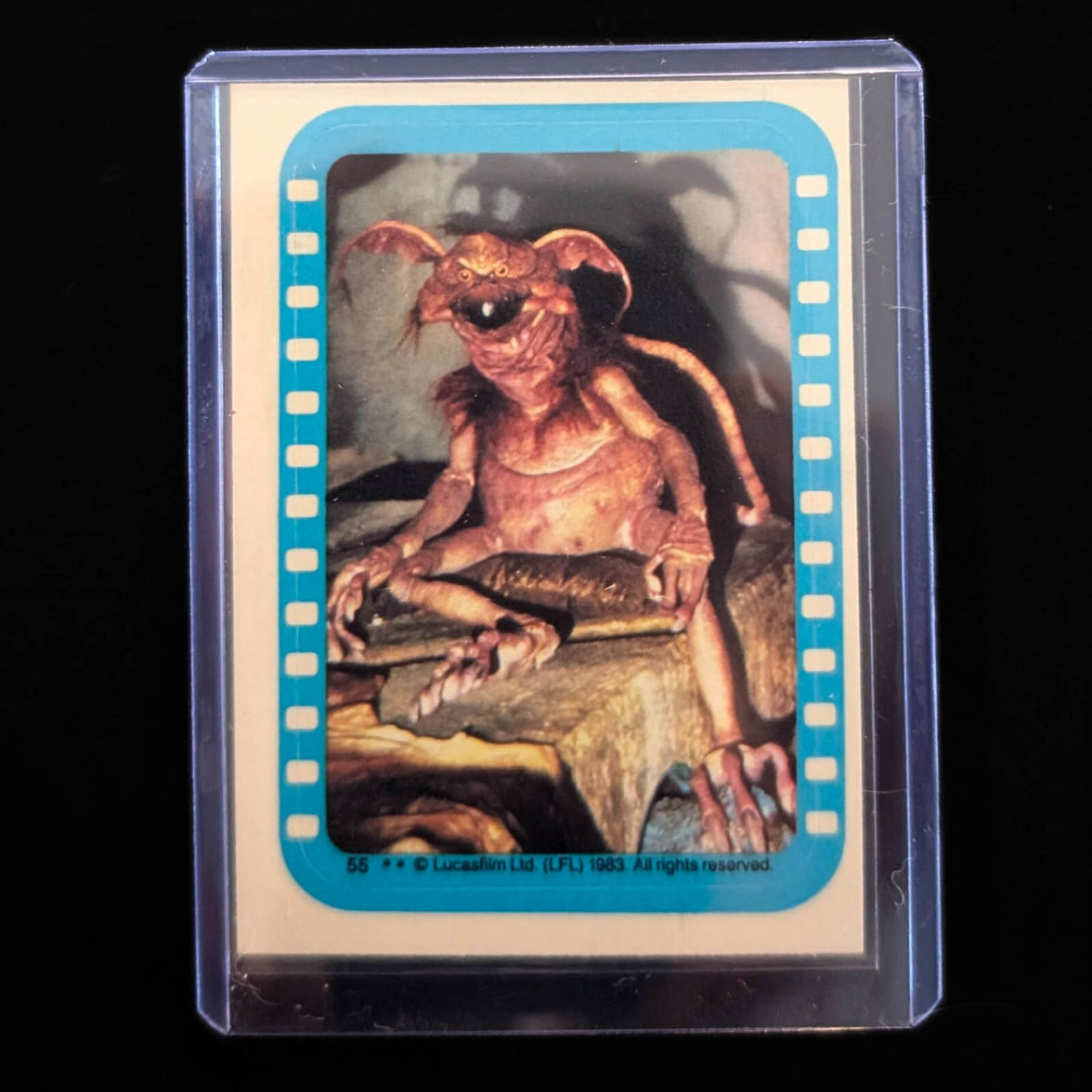 1983 Topps Return of the Jedi blue border sticker featuring Salacious B. Crumb, offered by Go Figment