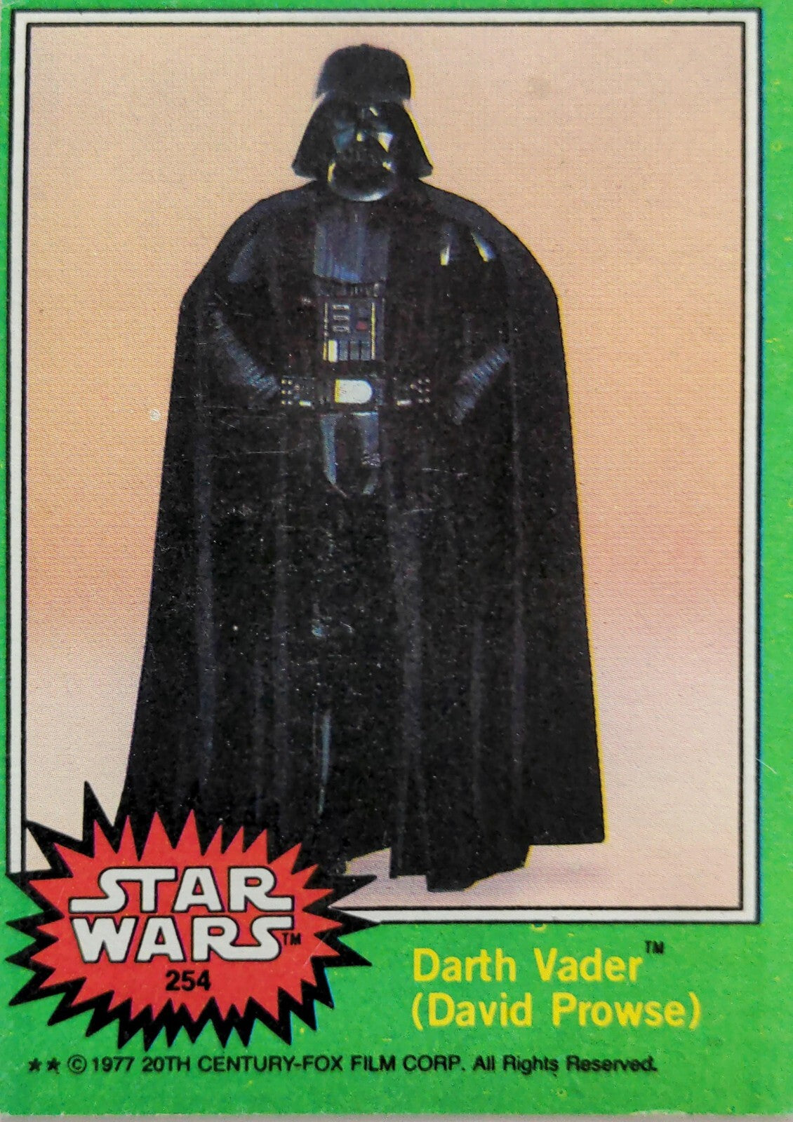1977 Go Figment Star Wars vintage trading card featuring Darth Vader from Green Series 4 U Pick set