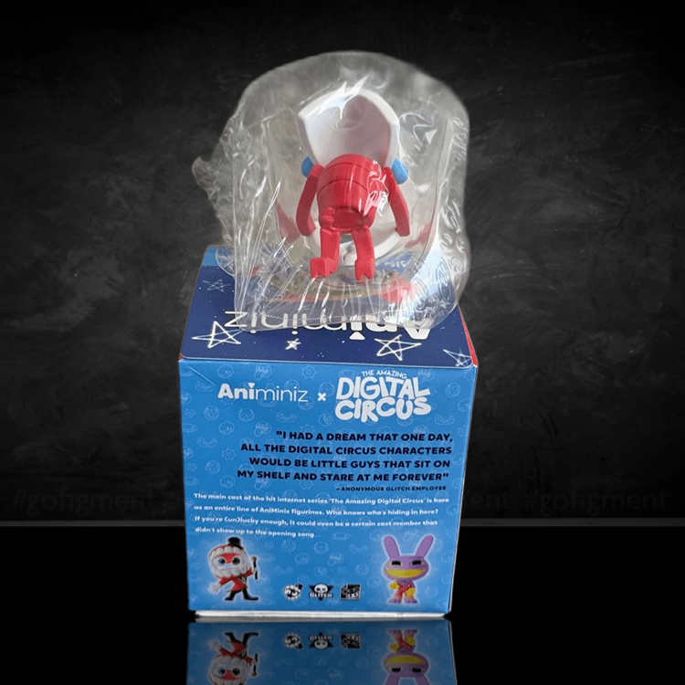 Gangle figure from The Amazing Digital Circus by Glitch in protective plastic on branded blue box with character details.