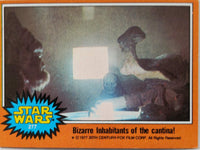 1977 Go Figment Star Wars trading card showing cantina scene titled Bizarre Inhabitants of the cantina