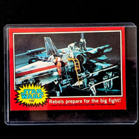 1977 Topps Star Wars trading card showing Rebels preparing for battle on X-Wing by Go Figment