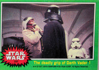 1977 Go Figment Star Wars trading card showing Darth Vader choking a rebel with a stormtrooper in the background
