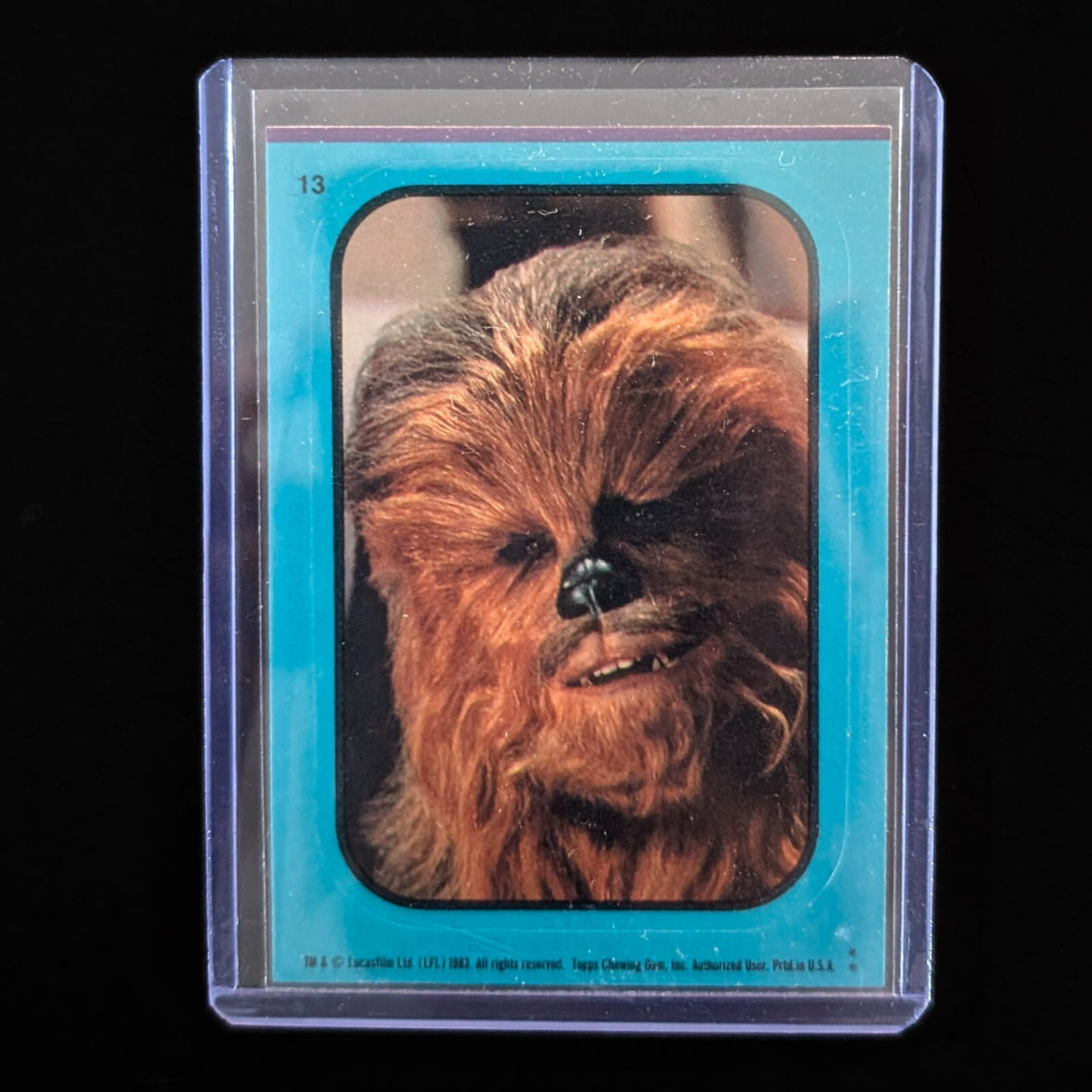1983 Return of the Jedi Chewbacca sticker card from Go Figment vintage Star Wars collectible series