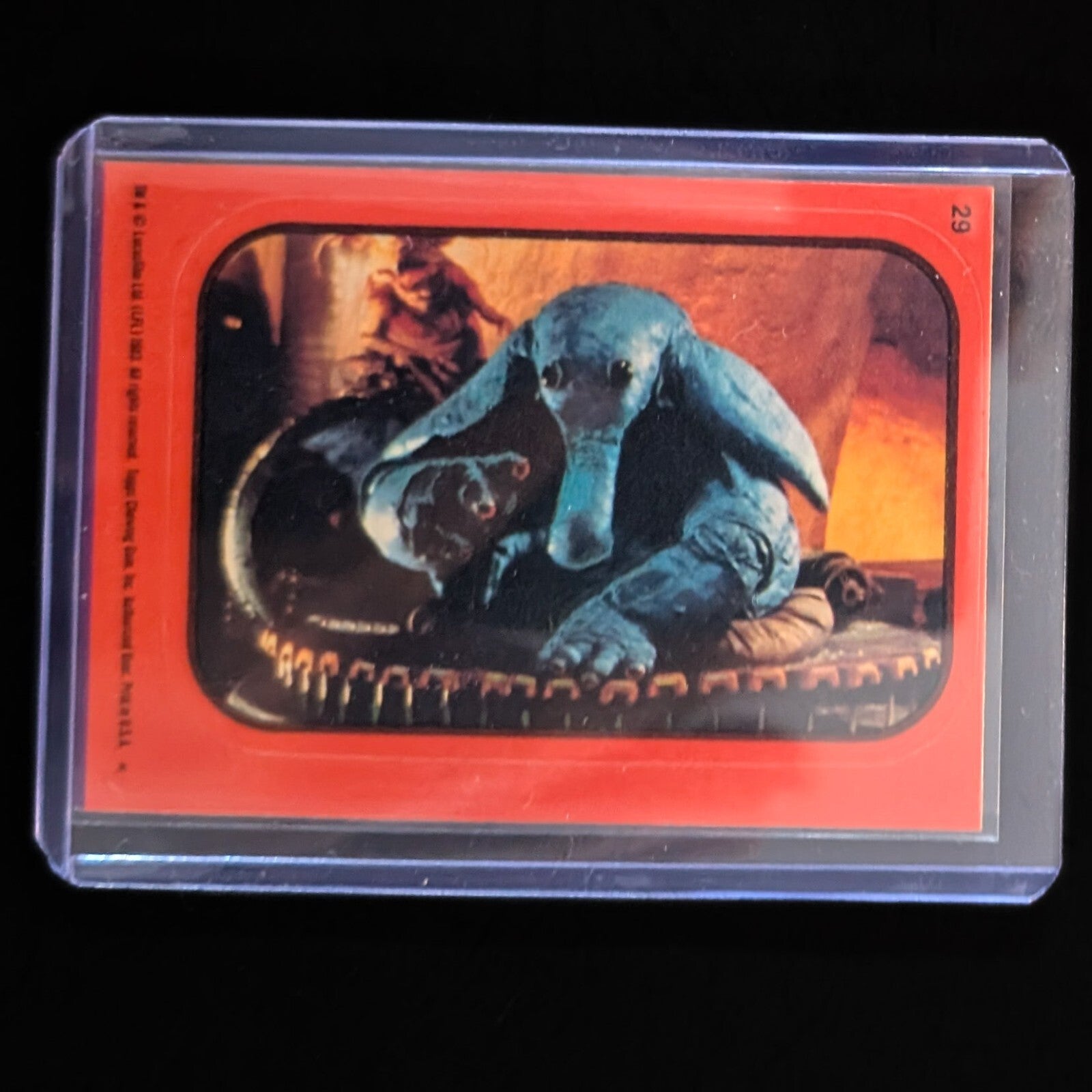 1983 Topps Return of the Jedi vintage sticker of Star Wars character, protected in sleeve by Go Figment