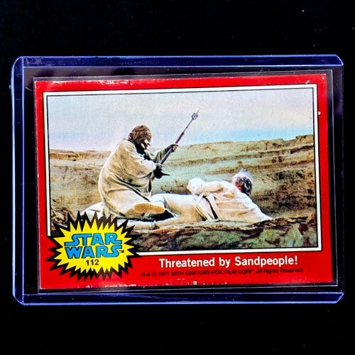 1977 TOPPS Star Wars trading card featuring Sandpeople threat scene from Go Figment vintage collection
