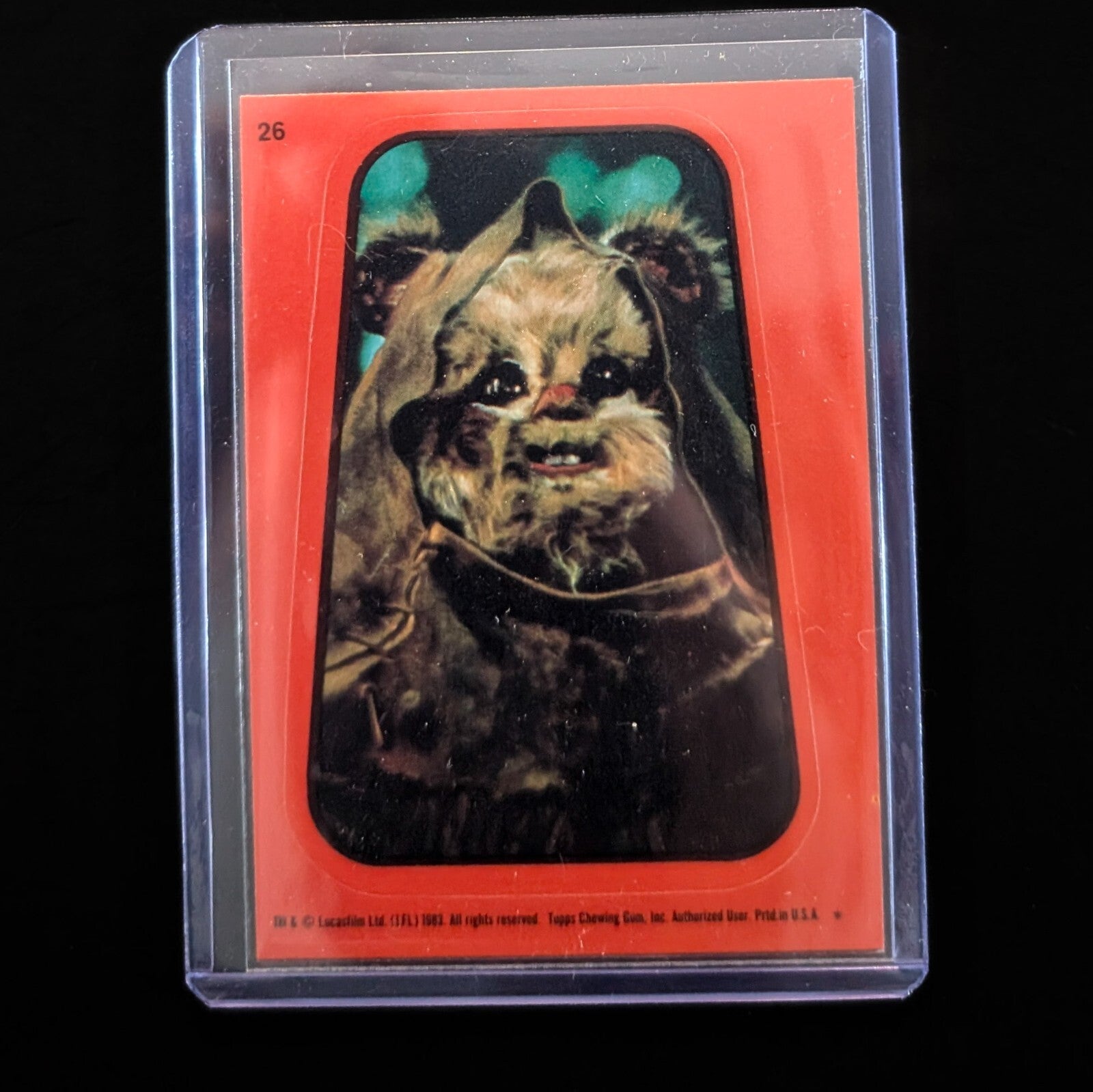 1983 Topps Return of the Jedi vintage Ewok sticker card in protective sleeve by Go Figment